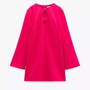 Zara Fuchsia Cut-Out Long Sleeve Dress